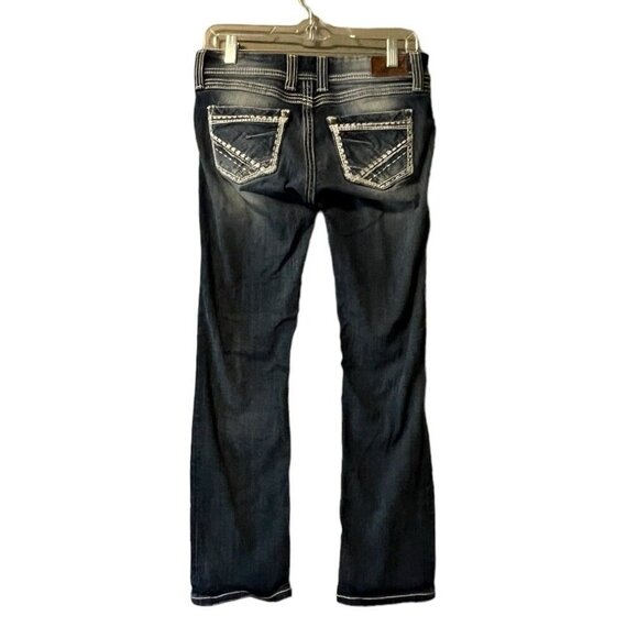 BKE STELLA Denim Blue Jeans Women's Size 27 24" CROP 3" Single Cuff Preppy Party - Picture 2 of 16